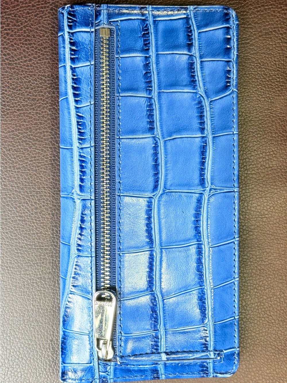 Brahmin Ady Blue Croc-Embossed Leather Wallet - Picture 4 of 11